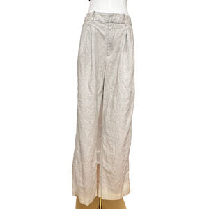Gap Women's 365 High Rise Linen Blend Wide Leg Pleated Trouser Size 6 Tall